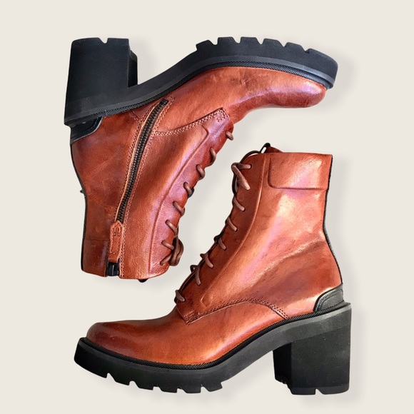 Frye Savannah Cognac Genuine Leather Classic Lace Up Streetwear Combat AnkleBoot - Picture 7 of 16